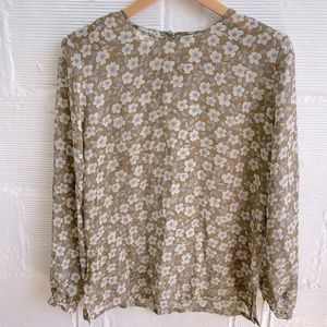Vintage floral print sheer blouse